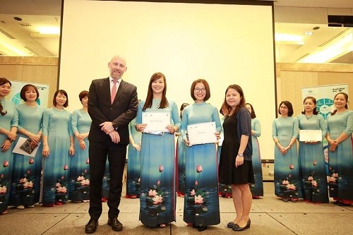 Dr Vu Thi Thanh Thuy (second from left) received a Certificate of Participation from the Australia Awards Short Course – Women in Leadership Journey