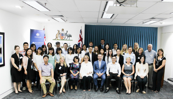 Seminar participants pose for a group photo