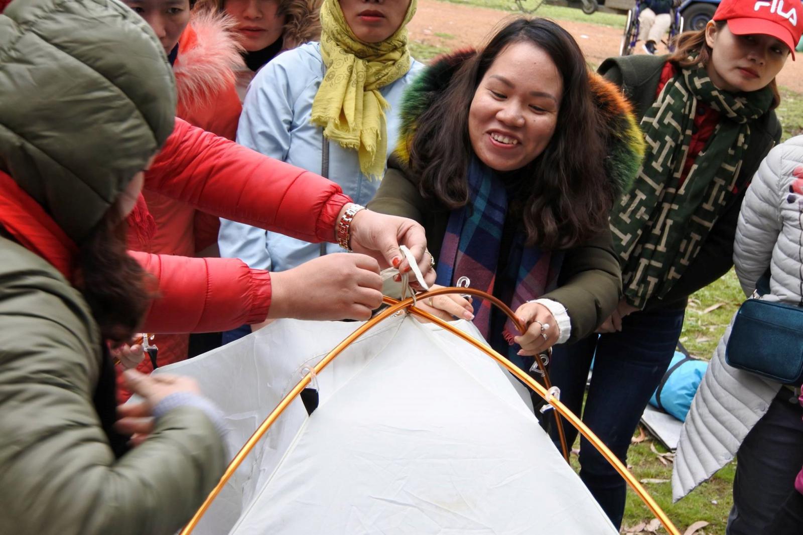 We built tents together to enjoy the night with nature